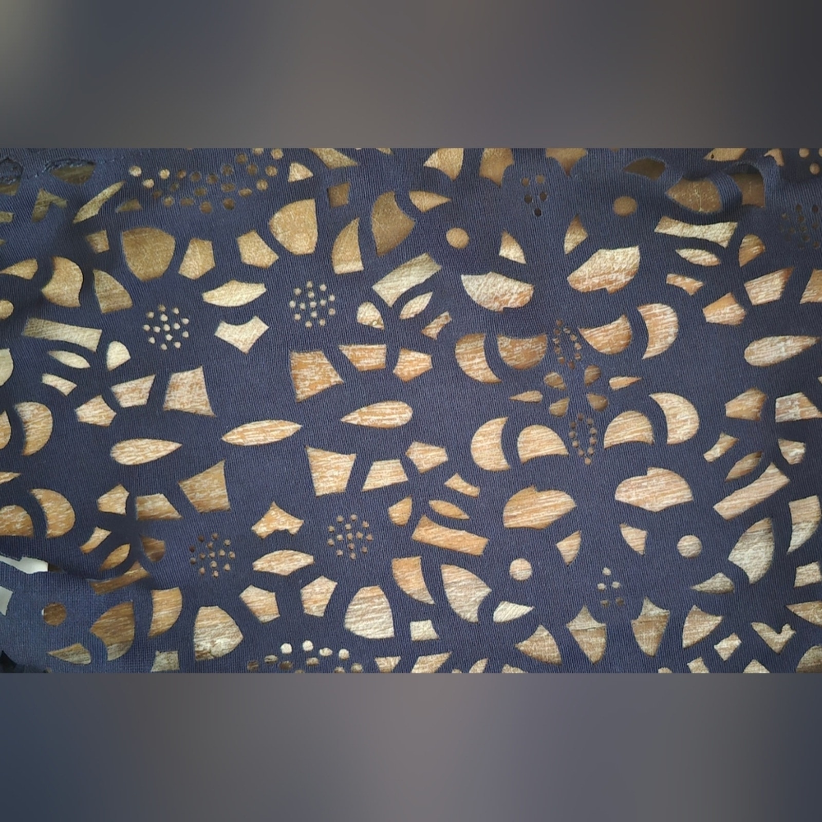 Azalea Navy Blue Eyelet Lace Floral Top Size S Back Zipper Short Sleeve — image 8 of 8